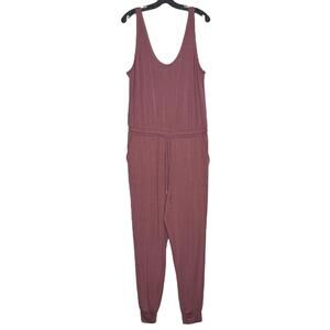 Athleta Jumpsuit Balance Athleisure Minimalist Quiet Luxury Tawny Rose Large